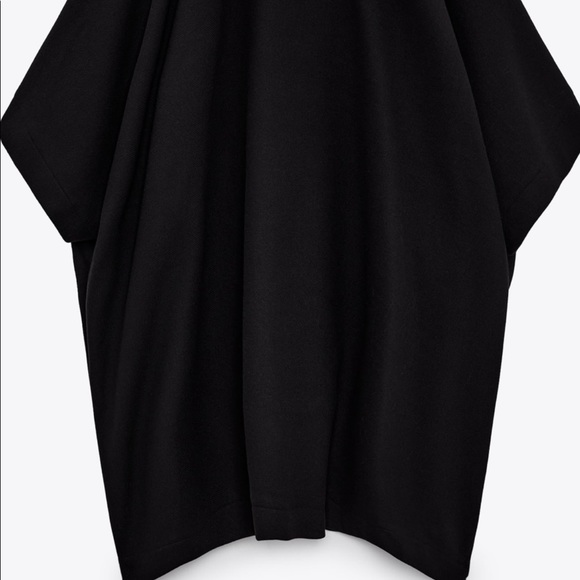 NWT ZARA LIMITED EDITION BLACK WOOL PONCHO COAT SIZE M - Picture 4 of 5